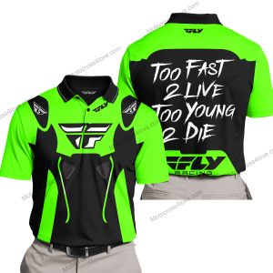 TOO FAST TO LIVE TOO YOUNG TO DIE - FLY RACING - GREEN - POLO SHIRT