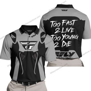 TOO FAST TO LIVE TOO YOUNG TO DIE - FLY RACING - GREY - POLO SHIRT