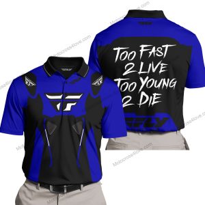 TOO FAST TO LIVE TOO YOUNG TO DIE - FLY RACING - NAVY - POLO SHIRT