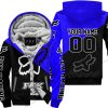 PREMIUM GIFT - CUSTOM NAME - FOX RACING - BLUE - FLEECE ZIP HOODIE