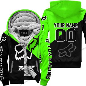 PREMIUM GIFT - CUSTOM NAME - FOX RACING - GREEN  - FLEECE ZIP HOODIE