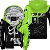 PREMIUM GIFT - CUSTOM NAME - FOX RACING - GREEN1  - FLEECE ZIP HOODIE