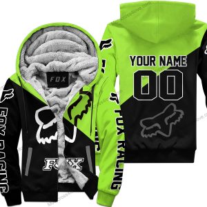 PREMIUM GIFT - CUSTOM NAME - FOX RACING - GREEN1  - FLEECE ZIP HOODIE