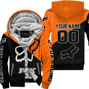 PREMIUM GIFT - CUSTOM NAME - FOX RACING - ORANGE- FLEECE ZIP HOODIE