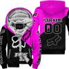 PREMIUM GIFT - CUSTOM NAME - FOX RACING - PINK  - FLEECE ZIP HOODIE