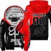 PREMIUM GIFT - CUSTOM NAME - FOX RACING - RED- FLEECE ZIP HOODIE