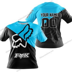 PREMIUM GIFT - CUSTOM NAME - FOX RACING - SKY BLUE - T-SHIRT