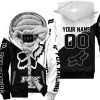 PREMIUM GIFT - CUSTOM NAME - FOX RACING - WHITE- FLEECE ZIP HOODIE