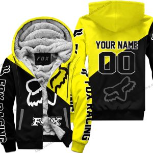 PREMIUM GIFT - CUSTOM NAME - FOX RACING - YELLOW- FLEECE ZIP HOODIE