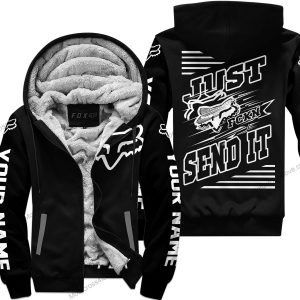 PREMIUM JUST FCKN GONNA SEND IT – CUSTOM NAME – FOX – BLACK – FLEECE ZIP HOODIE