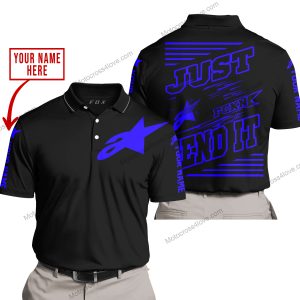PREMIUM JUST FCKN GONNA SEND IT – CUSTOM NAME – ALPINESTARS – BLUE BLACK - POLO SHIRT