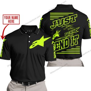 PREMIUM JUST FCKN GONNA SEND IT – CUSTOM NAME – ALPINESTARS – NEON BLACK - POLO SHIRT