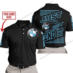 PREMIUM JUST FCKN GONNA SEND IT – CUSTOM NAME – BWM – SKY BLUE BLACK - POLO SHIRT