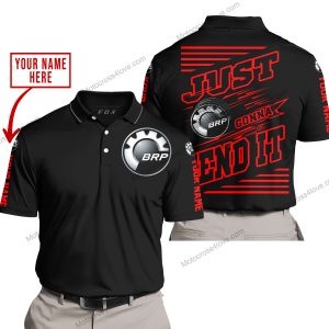 PREMIUM JUST FCKN GONNA SEND IT – CUSTOM NAME – CAN AM – RED BLACK - POLO SHIRT