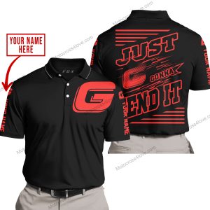 PREMIUM JUST FCKN GONNA SEND IT – CUSTOM NAME – GAS GAS – RED BLACK - POLO SHIRT