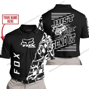 PREMIUM MX - LIMITED EDITION JUST FCKN GONNA SEND IT - CUSTOM NAME - FOX RACING - BLACK - POLO SHIRT
