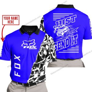 PREMIUM MX - LIMITED EDITION JUST FCKN GONNA SEND IT - CUSTOM NAME - FOX RACING - BLUE - POLO SHIRT