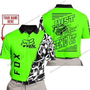PREMIUM MX - LIMITED EDITION JUST FCKN GONNA SEND IT - CUSTOM NAME - FOX RACING - GREEN - POLO SHIRT