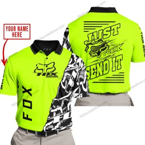 PREMIUM MX - LIMITED EDITION JUST FCKN GONNA SEND IT - CUSTOM NAME - FOX RACING - NEON - POLO SHIRT
