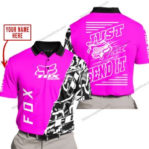 PREMIUM MX - LIMITED EDITION JUST FCKN GONNA SEND IT - CUSTOM NAME - FOX RACING - PINK - POLO SHIRT