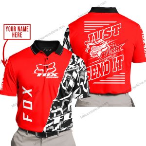 PREMIUM MX - LIMITED EDITION JUST FCKN GONNA SEND IT - CUSTOM NAME - FOX RACING - RED - POLO SHIRT