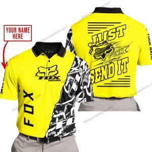 PREMIUM MX - LIMITED EDITION JUST FCKN GONNA SEND IT - CUSTOM NAME - FOX RACING - YELLOW - POLO SHIRT