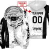 PREMIUM MX - CUSTOM NAME - FOX RACING - WHITE - FLEECE ZIP HOODIE