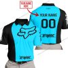 PREMIUM MX - CUSTOM NAME - FOX RACING -  SKY BLUE- POLO