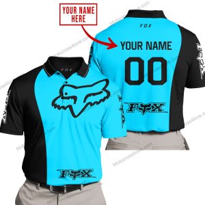 PREMIUM MX - CUSTOM NAME - FOX RACING -  SKY BLUE- POLO