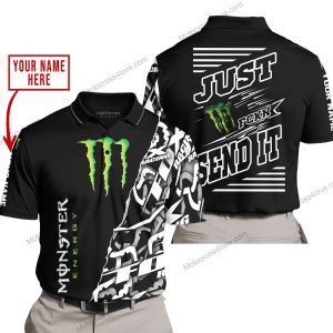 PREMIUM MX - LIMITED EDITION JUST FCKN GONNA SEND IT - CUSTOM NAME - MONSTER - BLACK - POLO SHIRT