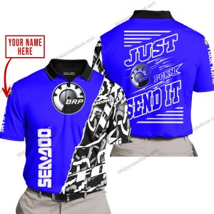 PREMIUM MX - LIMITED EDITION JUST FCKN GONNA SEND IT - CUSTOM NAME - SEA DOO - BLUE - POLO SHIRT