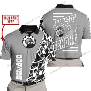 PREMIUM MX - LIMITED EDITION JUST FCKN GONNA SEND IT - CUSTOM NAME - SEA DOO - GREY - POLO SHIRT