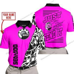 PREMIUM MX - LIMITED EDITION JUST FCKN GONNA SEND IT - CUSTOM NAME - SEA DOO - PINK - POLO SHIRT