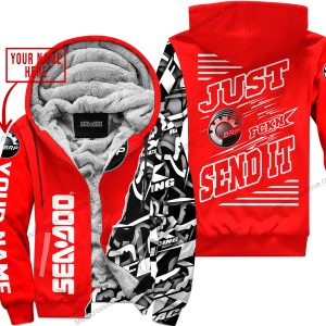PREMIUM MX - LIMITED EDITION JUST FCKN GONNA SEND IT - CUSTOM NAME - SEA DOO - RED - FLEECE ZIP HOOODIE