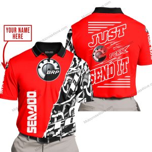 PREMIUM MX - LIMITED EDITION JUST FCKN GONNA SEND IT - CUSTOM NAME - SEA DOO - RED - POLO SHIRT