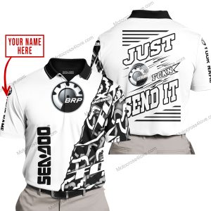 PREMIUM MX - LIMITED EDITION JUST FCKN GONNA SEND IT - CUSTOM NAME - SEA DOO - WHITE - POLO SHIRT