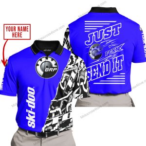 PREMIUM MX - LIMITED EDITION JUST FCKN GONNA SEND IT - CUSTOM NAME - SKI-DOO - BLUE - POLO SHIRT