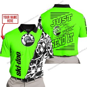 PREMIUM MX - LIMITED EDITION JUST FCKN GONNA SEND IT - CUSTOM NAME - SKI-DOO - GREEN - POLO SHIRT
