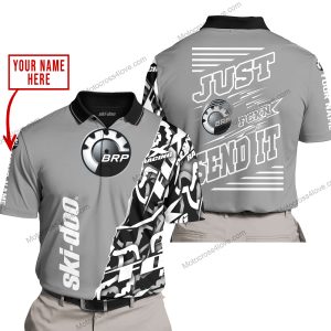 PREMIUM MX - LIMITED EDITION JUST FCKN GONNA SEND IT - CUSTOM NAME - SKI-DOO - GREY - POLO SHIRT
