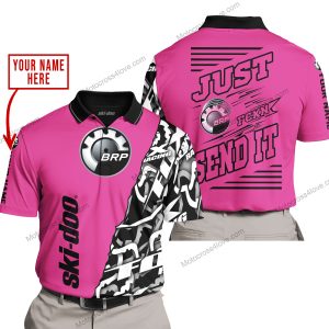 PREMIUM MX - LIMITED EDITION JUST FCKN GONNA SEND IT - CUSTOM NAME - SKI-DOO - PINK 1 - POLO SHIRT