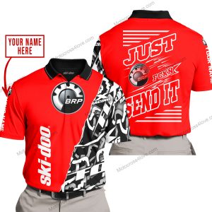 PREMIUM MX - LIMITED EDITION JUST FCKN GONNA SEND IT - CUSTOM NAME - SKI-DOO - RED - POLO SHIRT