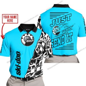 PREMIUM MX - LIMITED EDITION JUST FCKN GONNA SEND IT - CUSTOM NAME - SKI-DOO - SKY BLUE - POLO SHIRT