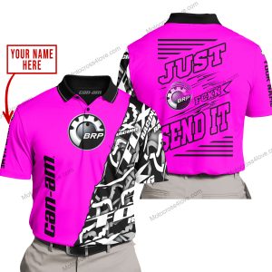 PREMIUM MX - LIMITED EDITION JUST FCKN GONNA SEND IT - CUSTOM NAME - CAN AM- PINK - POLO SHIRT