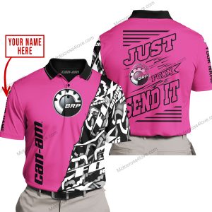 PREMIUM MX - LIMITED EDITION JUST FCKN GONNA SEND IT - CUSTOM NAME - CAN AM- PINK 1 - POLO SHIRT