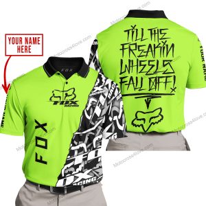TILL THE FUCKIN FREAKIN TRAINING WHEEL FALL OFF - LIMITED EDITION - CUSTOM NAME - FOX RACING - GREEN 1 - POLO SHIRT