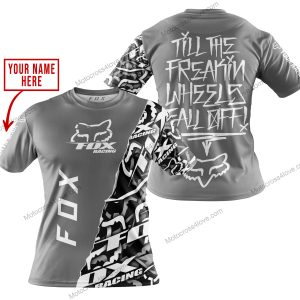 TILL THE FUCKIN FREAKIN TRAINING WHEEL FALL OFF - LIMITED EDITION - CUSTOM NAME - FOX RACING - GREY - T-SHIRT