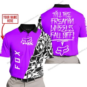 TILL THE FUCKIN FREAKIN TRAINING WHEEL FALL OFF - LIMITED EDITION - CUSTOM NAME - FOX RACING - PURPLE - POLO SHIRT