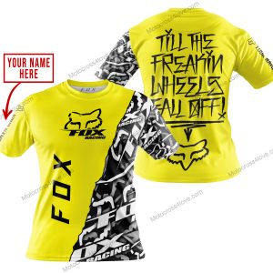 TILL THE FUCKIN FREAKIN TRAINING WHEEL FALL OFF - LIMITED EDITION - CUSTOM NAME - FOX RACING - YELLOW - T-SHIRT