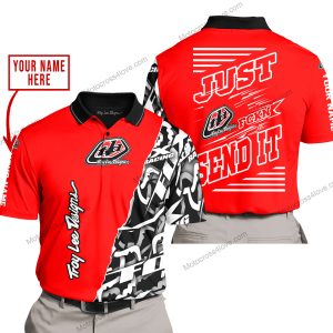PREMIUM MX - LIMITED EDITION JUST FCKN GONNA SEND IT - CUSTOM NAME - TROY LEE DESIGNS - RED - POLO SHIRT