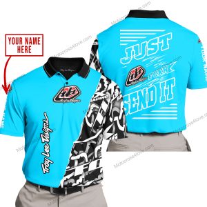PREMIUM MX - LIMITED EDITION JUST FCKN GONNA SEND IT - CUSTOM NAME - TROY LEE DESIGNS - SKY BLUE - POLO SHIRT
